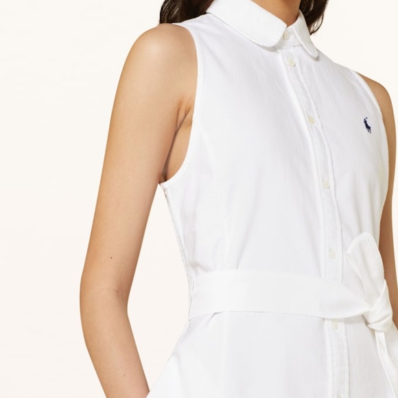 POLO RALPH LAUREN OXFORD BELTED SLEEVELESS SHIRTDRESS - SHIRT DRESS - WHITE - 6 - Picture 4 of 10